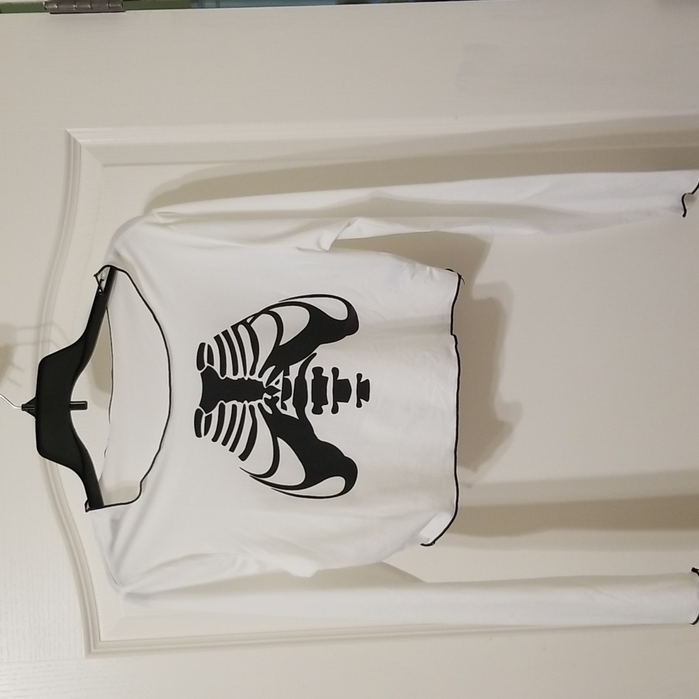 SHEIN Long Sleeve Skeleton Theme Crop Top Size L
